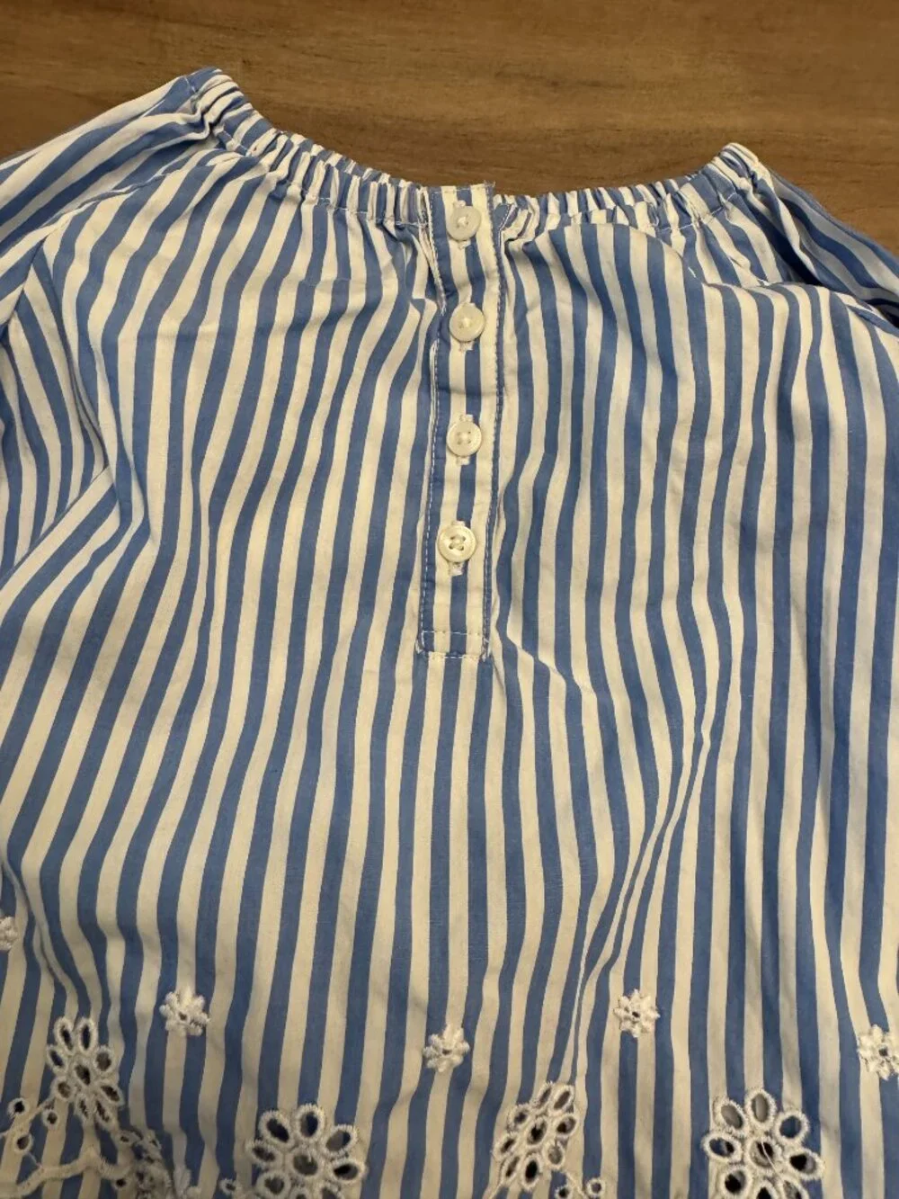 Ralph Lauren Baby Blue Striped Eyelet Top & Bloomer Set - 6 Months